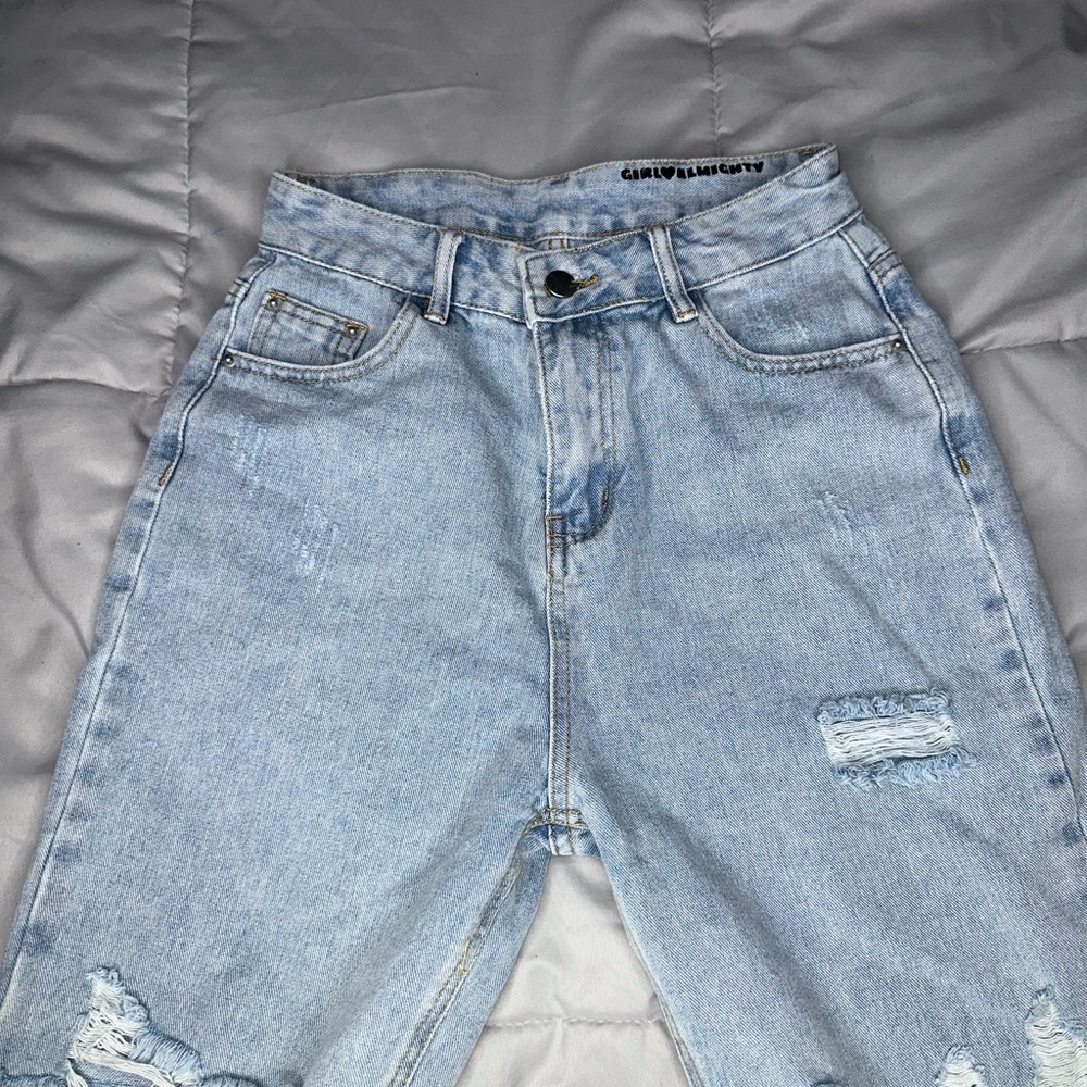 Light Blue Distressed Denim Jeans